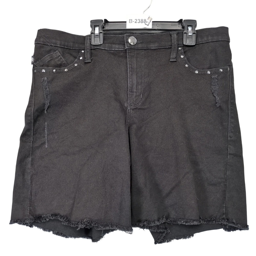 Rock & Republic Bumpershoot Black Bermuda Jean Shorts Womens 16 36x8" Studded